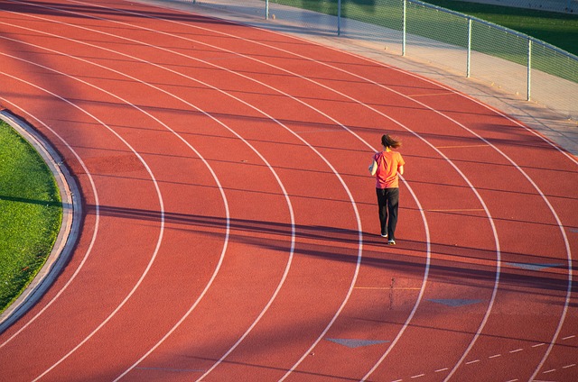 running, woman, track